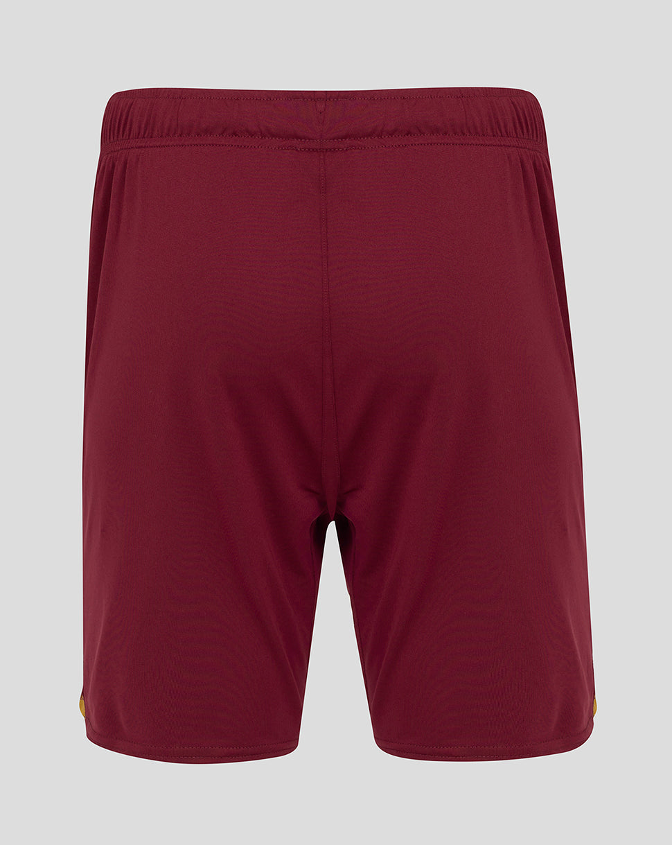 Back view of burgundy West Ham 24/25 third shorts with an elastic waistband
