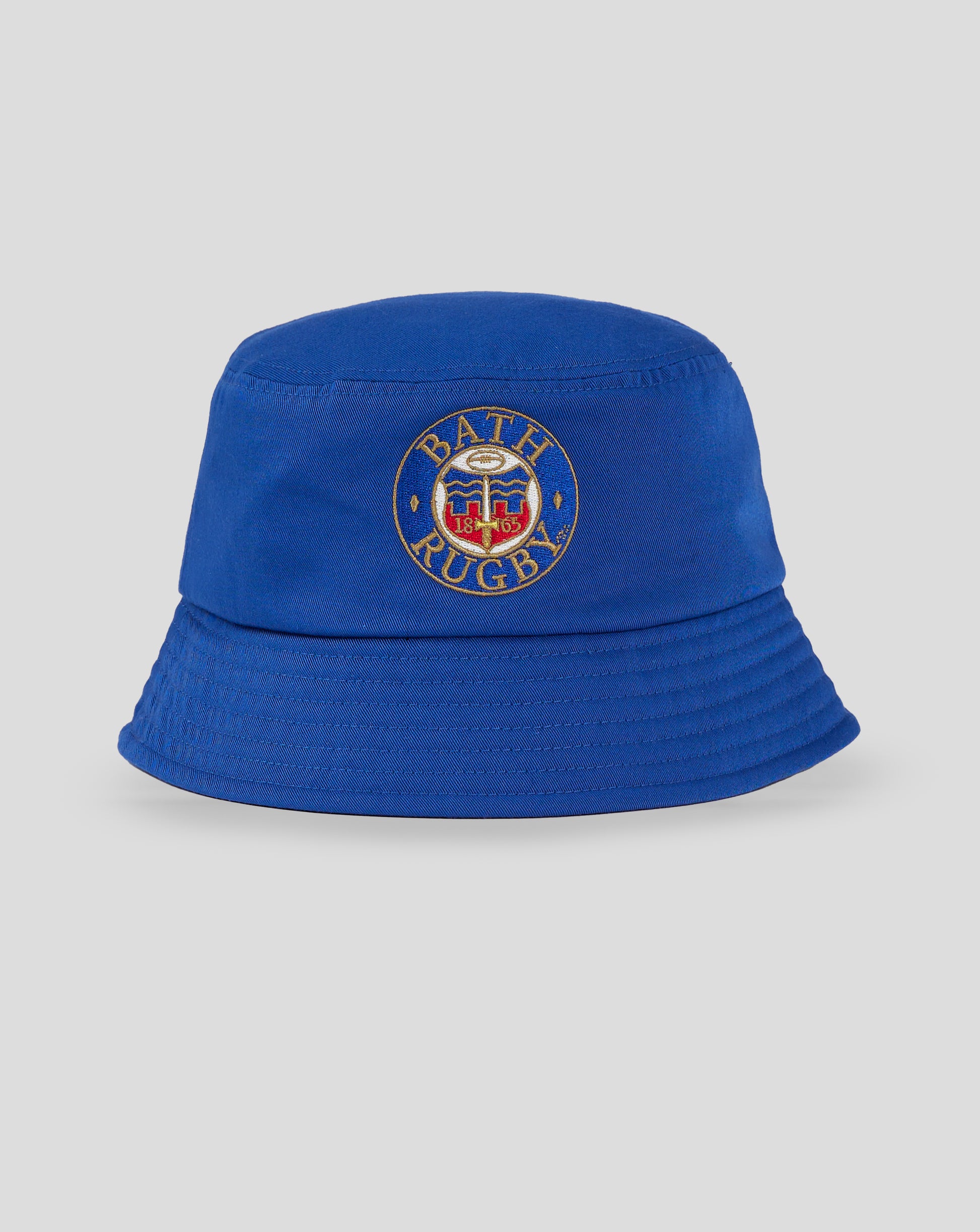 Blue Bath Rugby bucket hat with embroidered Bath crest on the front