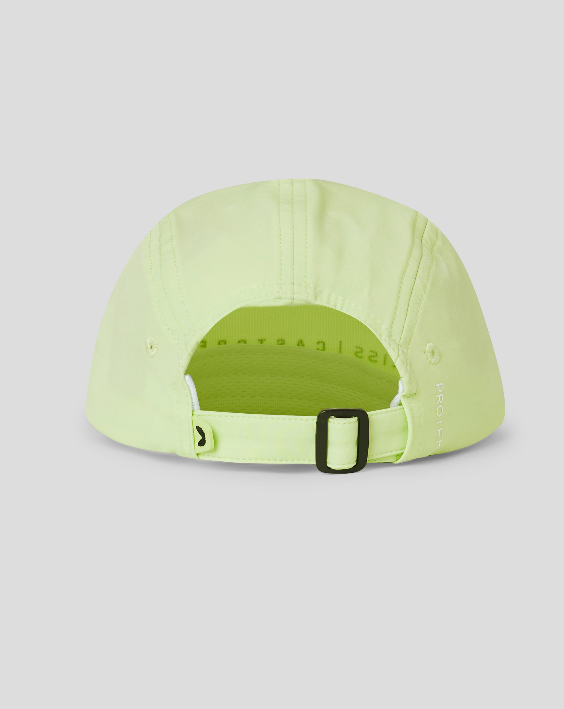 Back view of lime Unisex Reiss Performance Cap showing adjustable strap and inner sweat-wicking band