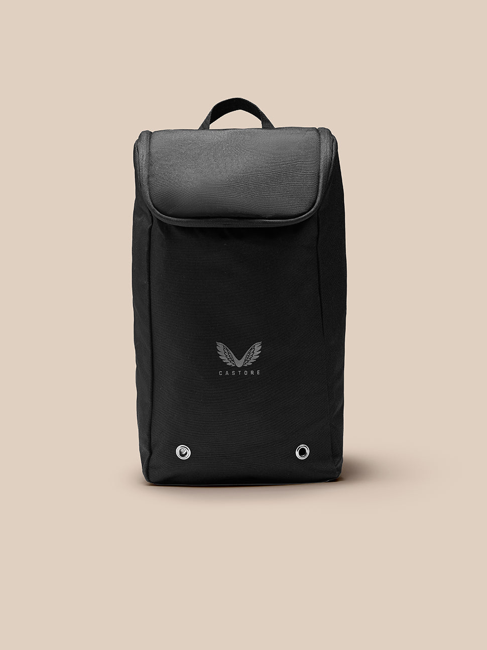 Active Boot Bag in black with top handle, zipped flap pocket and Castore branding on front