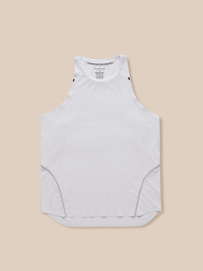 White Zone Training Tank Top laid flat showing back view with Castore branding at center back.