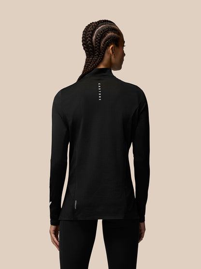 Back view of black Apex Training 1/4 Zip Top showing Castore branding on the back of the left sleeve.