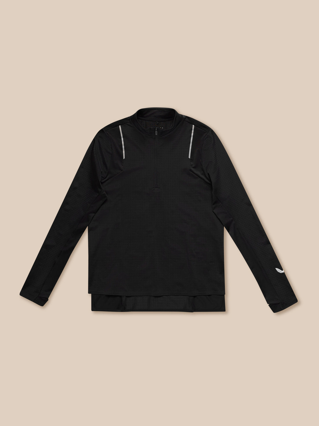 Black Apex Training long sleeve top with funnel collar and reflective chest trim.