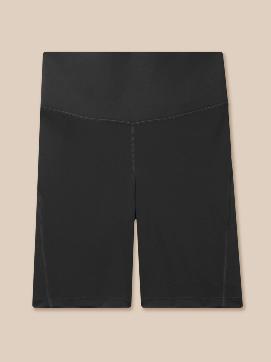 Back view of black Apex Training Cycle Shorts with a wide elastic waistband and stitched panels.