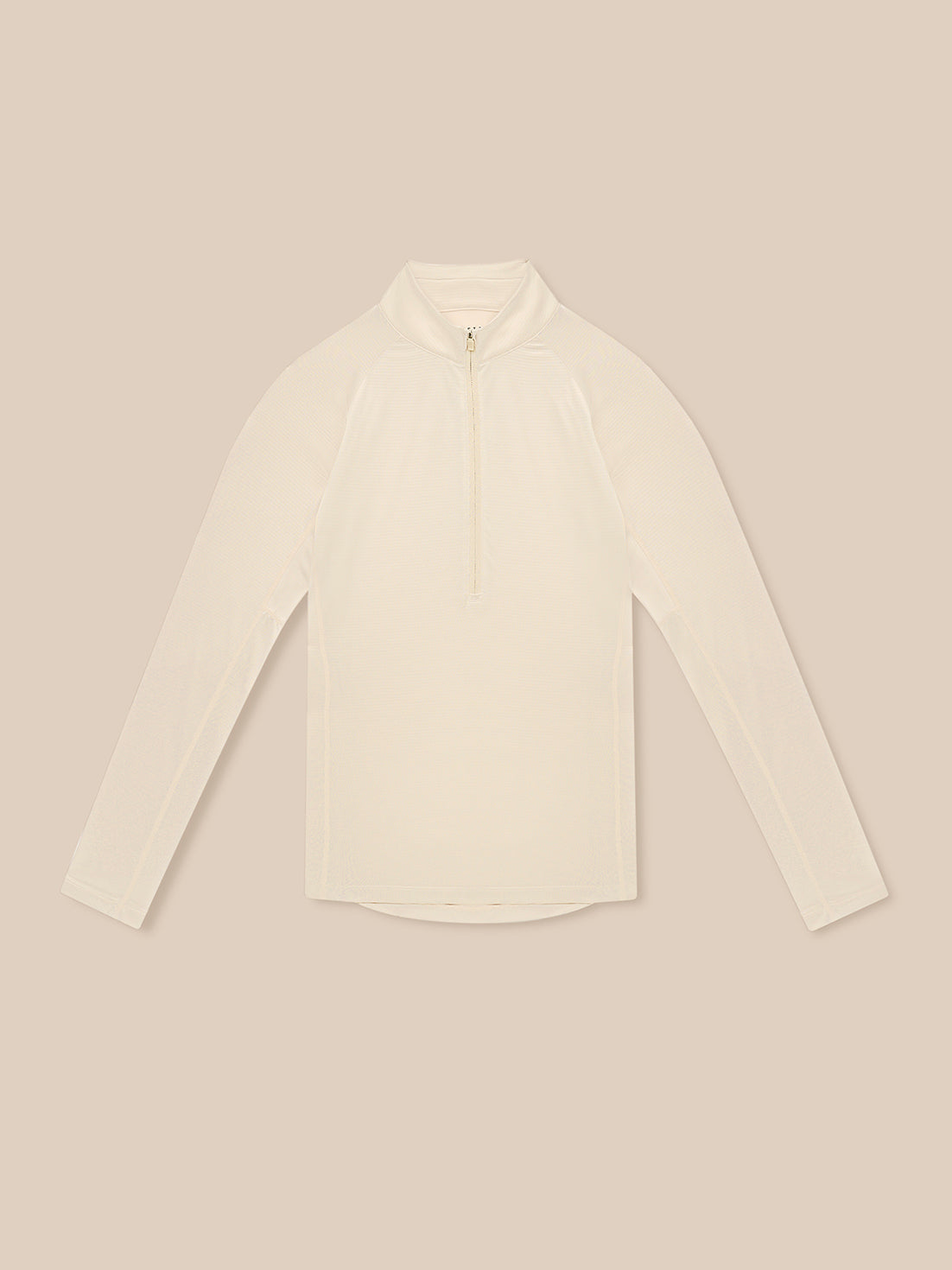 Stone colored Adapt Training long sleeve half zip top, front view