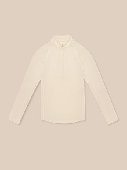 Stone colored Adapt Training long sleeve half zip top, front view