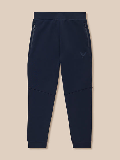 Navy unisex Flex Scuba trousers with zip pockets and Castore logo on left leg