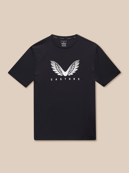Black Adapt Graphic Training T-Shirt with white Castore wings logo on chest