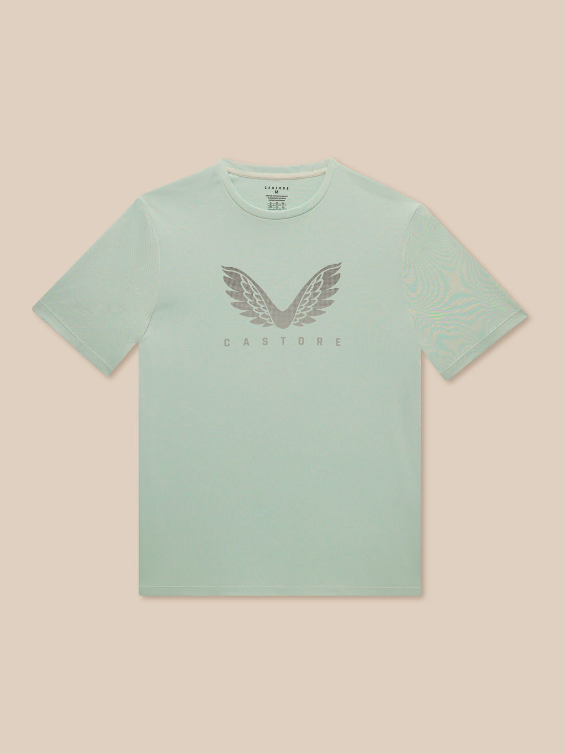 Front view of green Adapt Short Sleeve Graphic T Shirt with Castore wings logo on the chest