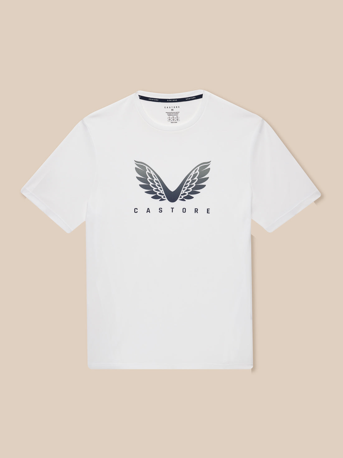 White Adapt Graphic Training T Shirt with Castore wings logo on the chest.