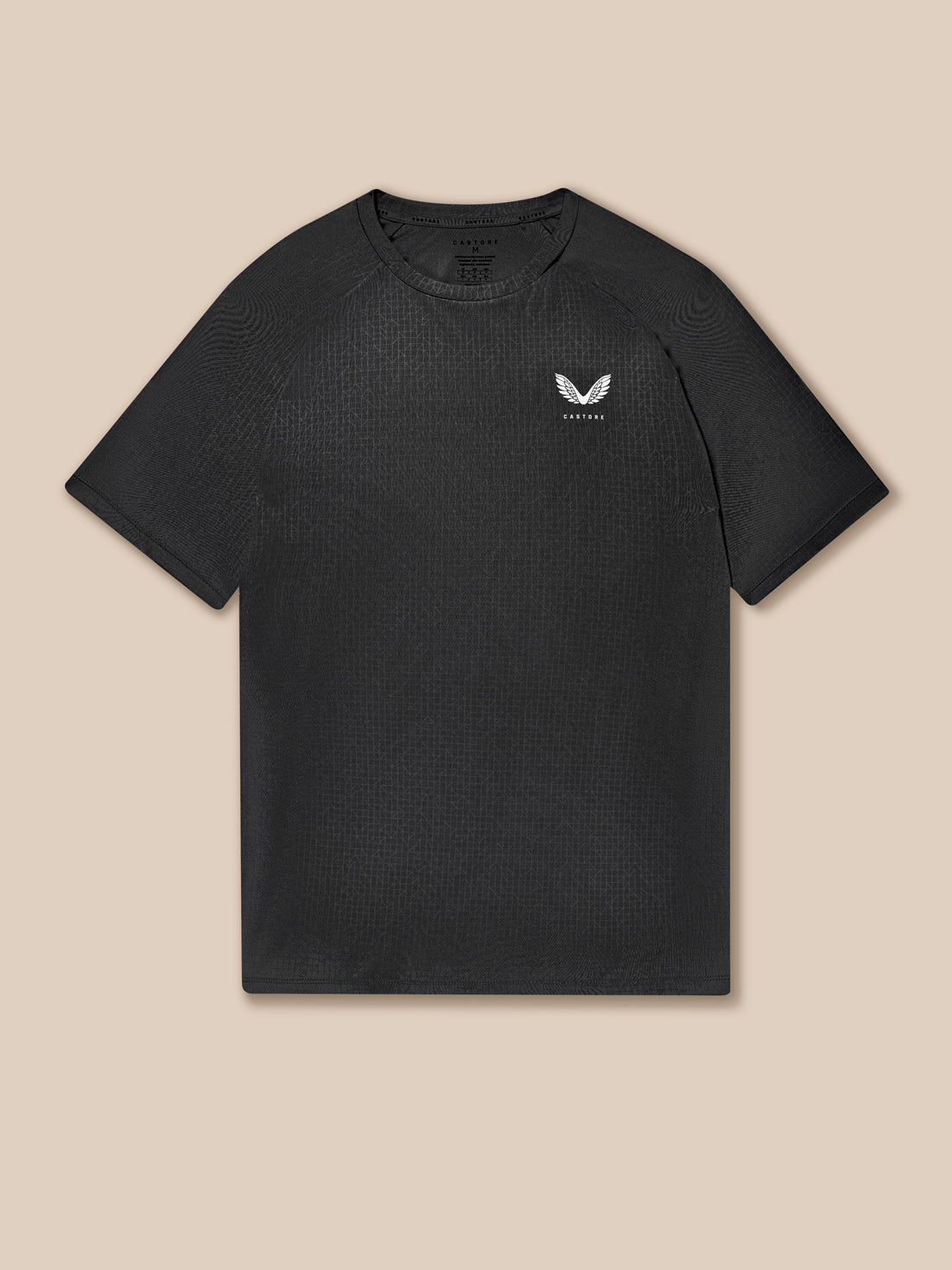 Adapt Training T-Shirt in black with white Castore logo on the chest and subtle textured pattern