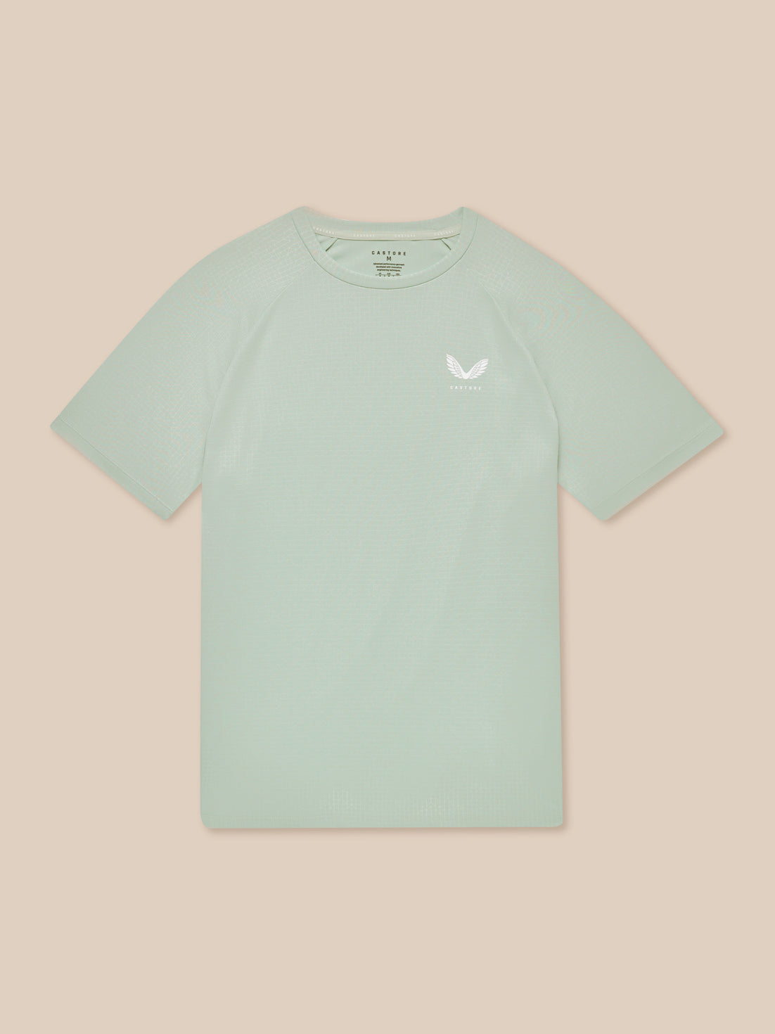Adapt Training T-Shirt in pale green with geometric print and Castore logo on the left chest