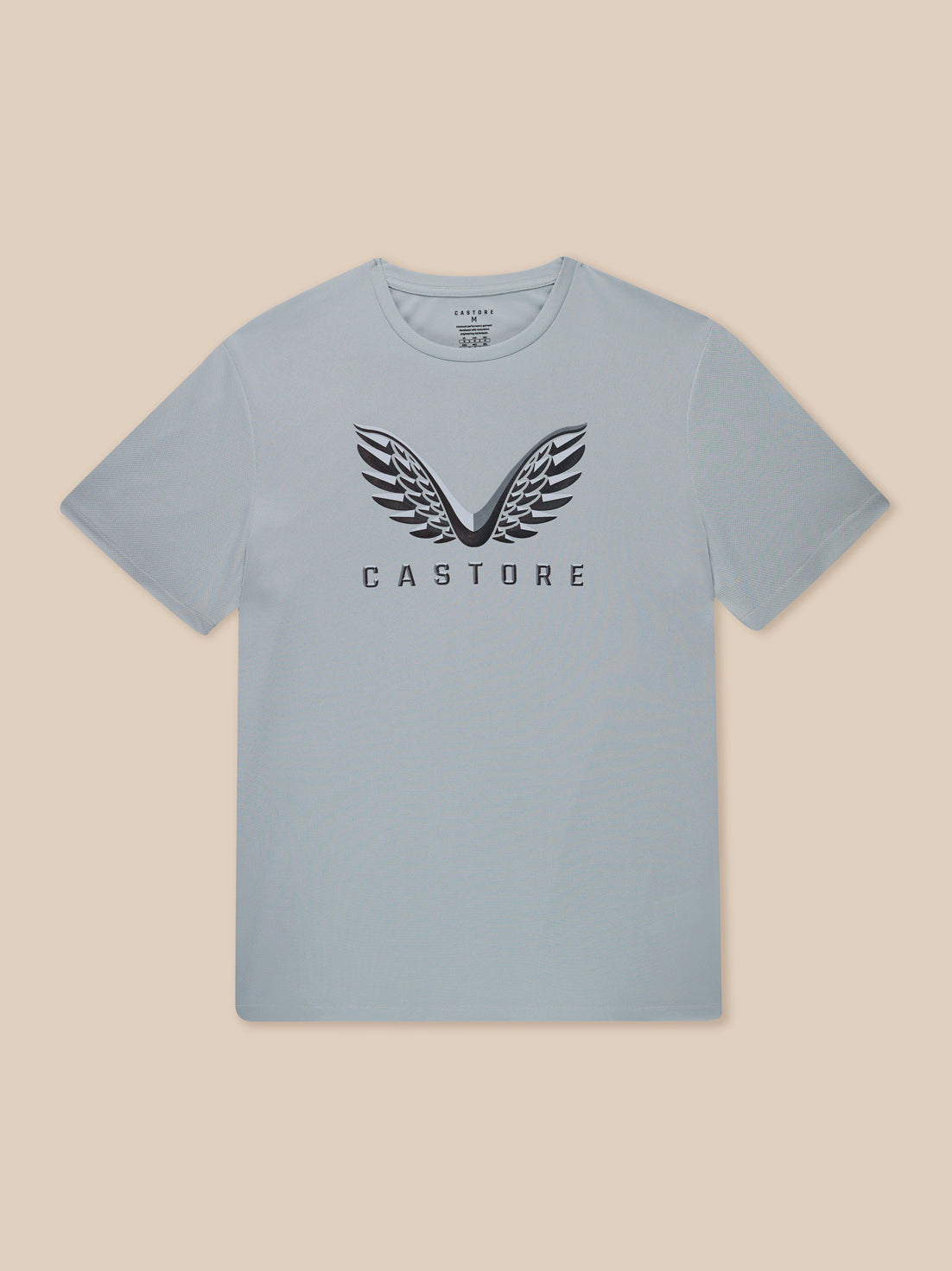Front view of grey Adapt Graphic Training T-Shirt showing Castore wings logo centered on chest