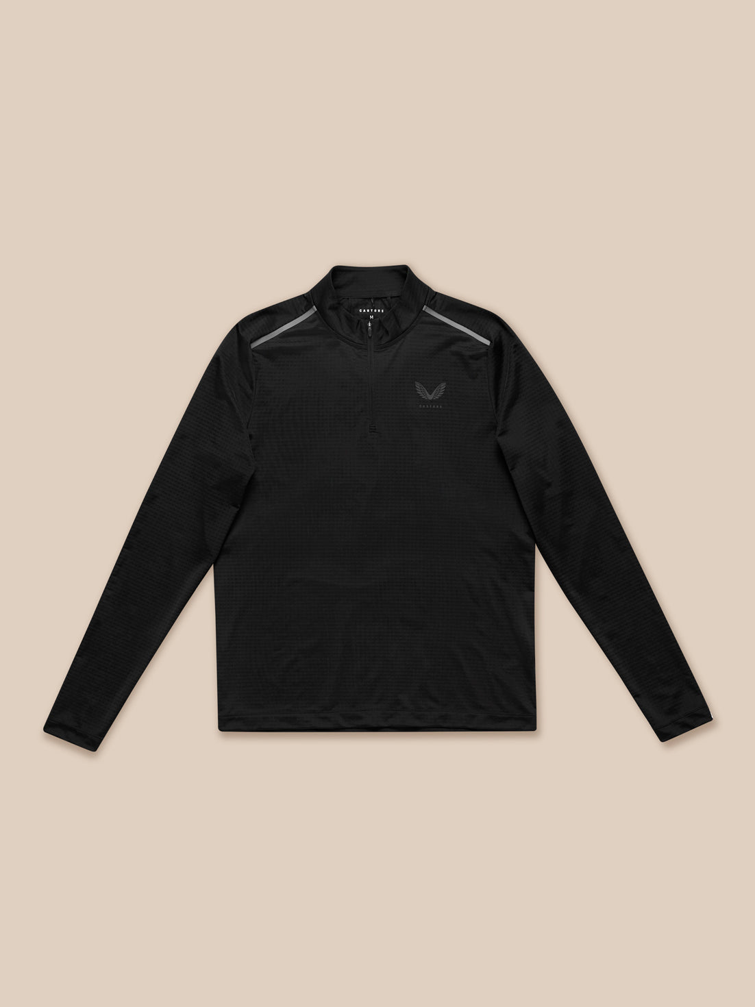 Black Apex Training 1/4 Zip Top with stand collar and reflective branding