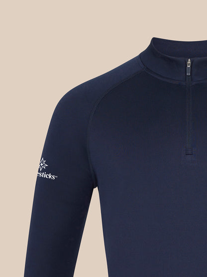 Navy Majesticks quarter-zip golf top with stand collar and Castore branding on the chest