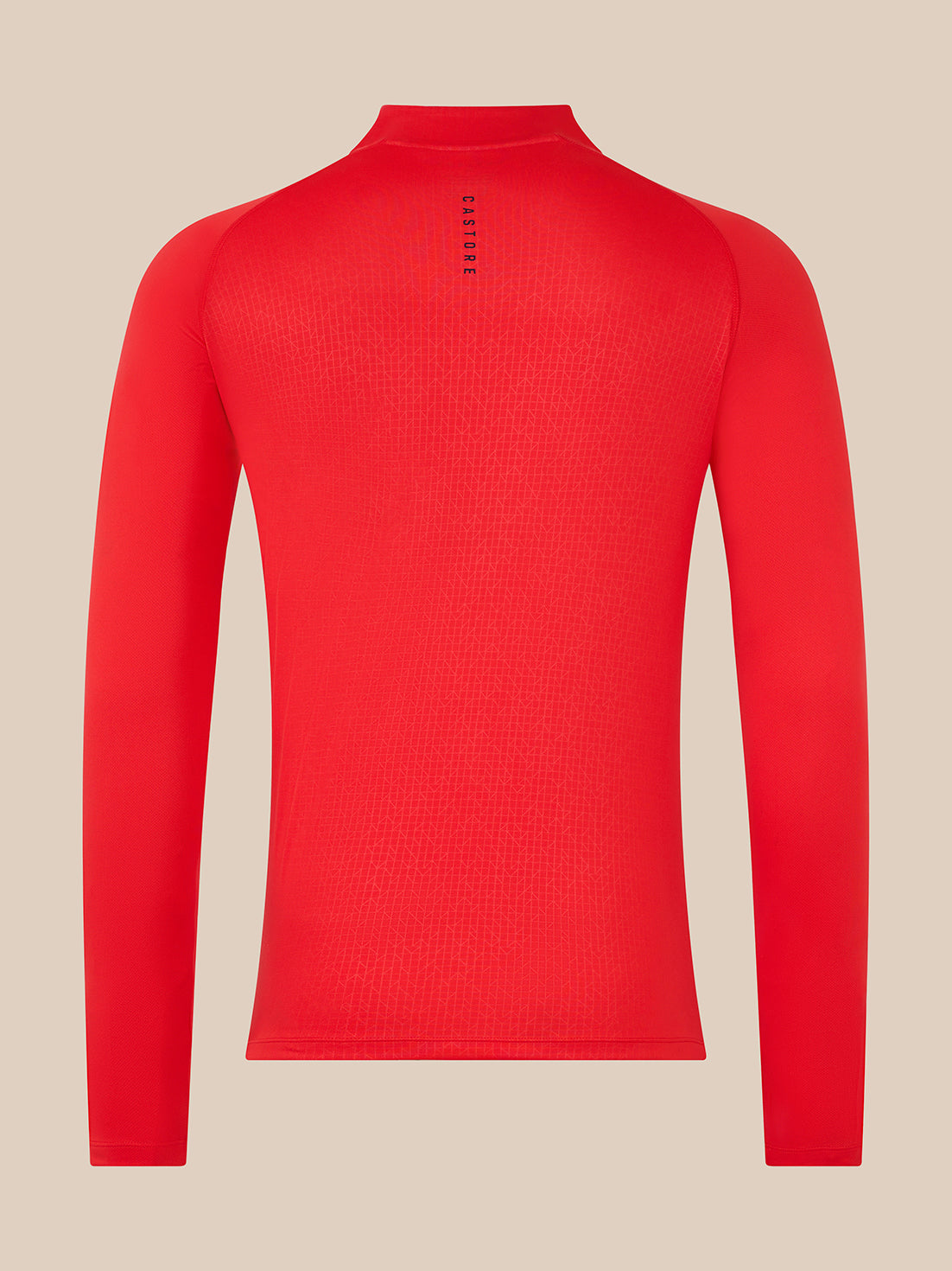 Back view of red Adapt Training top with vertical Castore branding along the spine