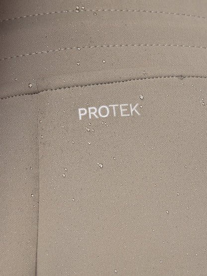 ProTek water resistant fabric close-up with droplets on Rock Grey joggers