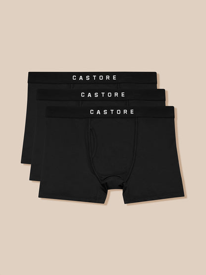 Three black Castore Active 3 Pack Boxers with branded waistband