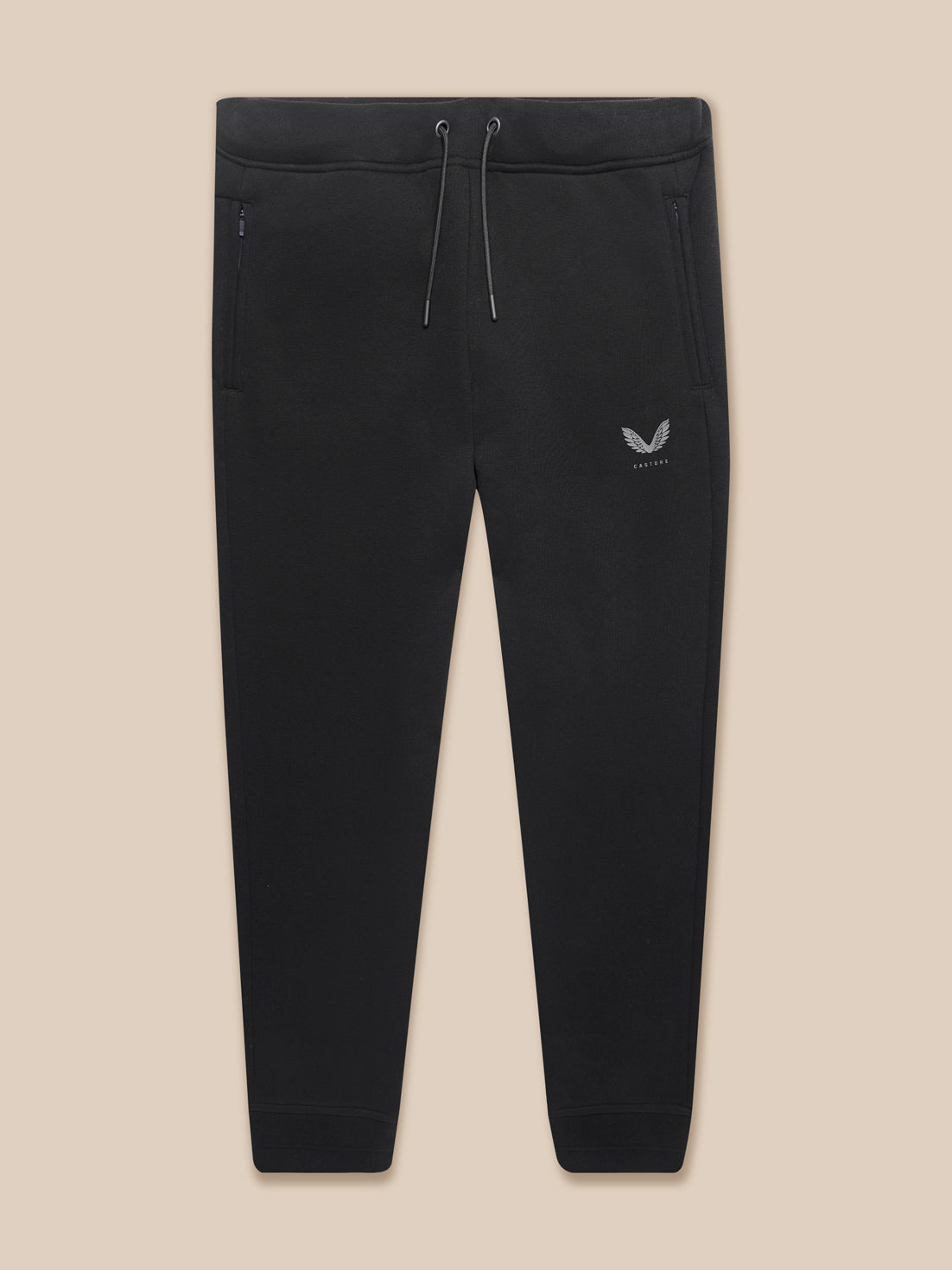 Front view of black Adapt Fleece Joggers with drawcord waistband and zip pockets