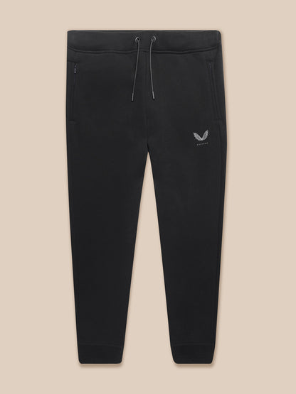 Front view of black Adapt Fleece Joggers with drawcord waistband and zip pockets