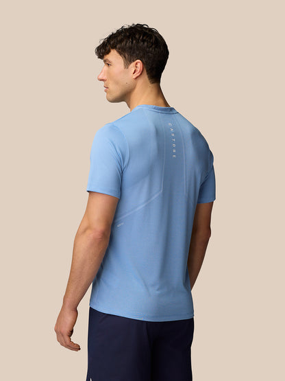 Back view of sky blue Apex Training T-Shirt with vertical Castore branding on the upper back