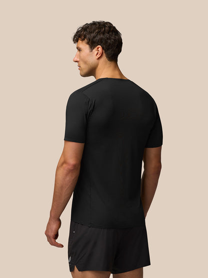 Front view of Zone Training T-Shirt in black on a male model with a small white Castore logo at center chest