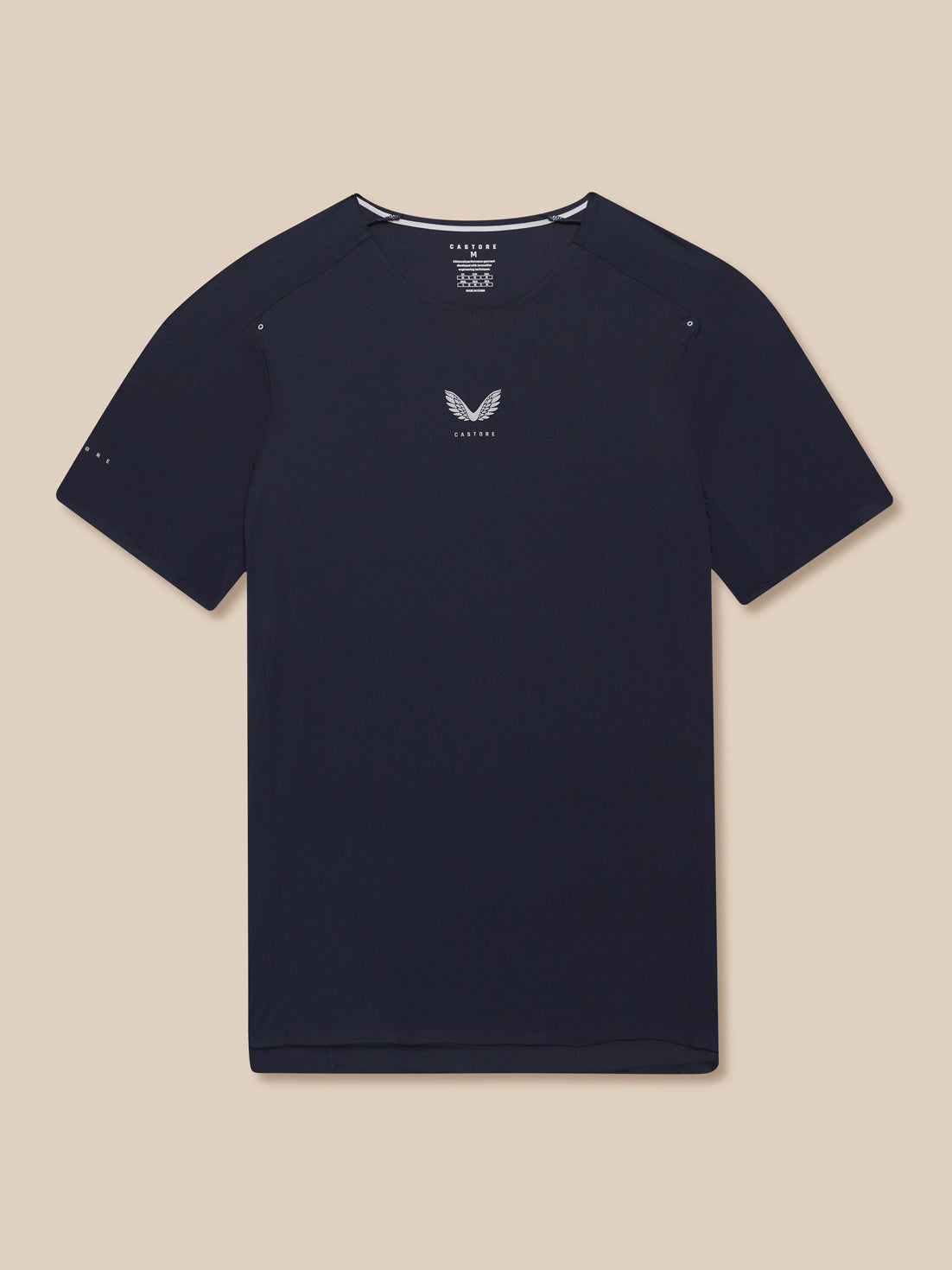 Navy Zone Training T-Shirt front view with chest Castore crest, crew neck and short sleeves