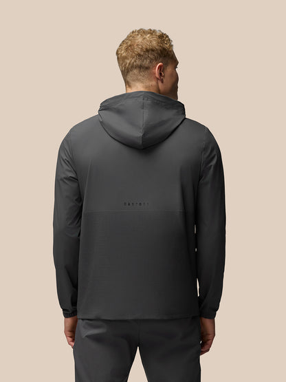 Back view of grey Flex Hoodie showing hood and subtle Castore branding across the back