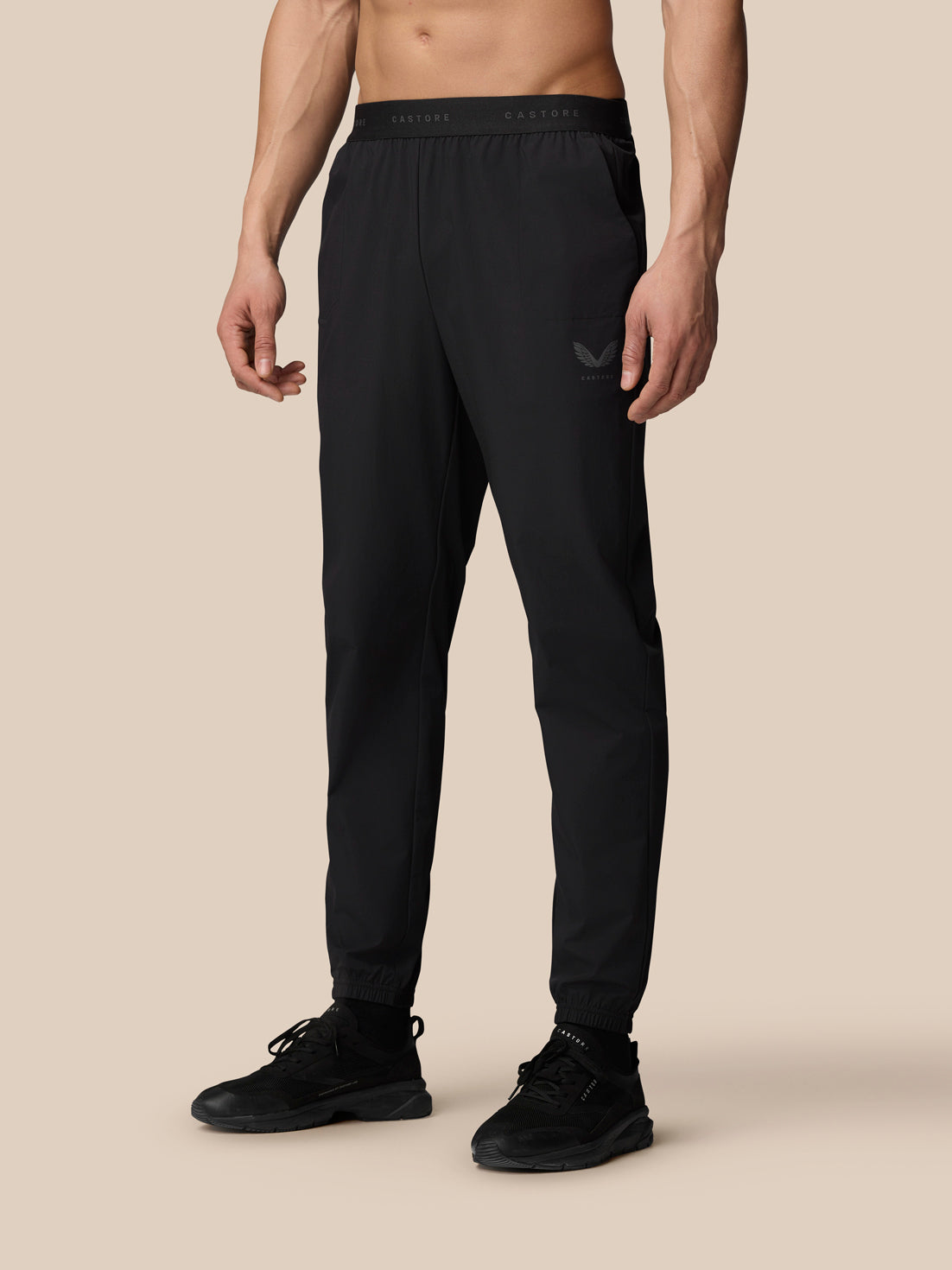 Black Adapt Training Joggers on a model with drawstring waistband and elastic cuffs