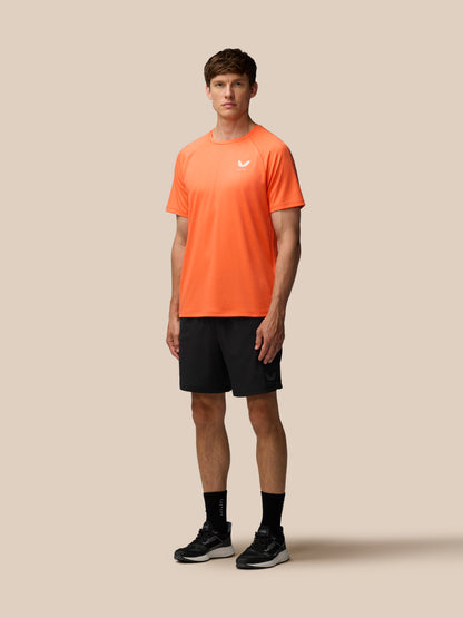 Male model wearing black Adapt Training Shorts with zipped side pockets and Castore branding on the left leg.