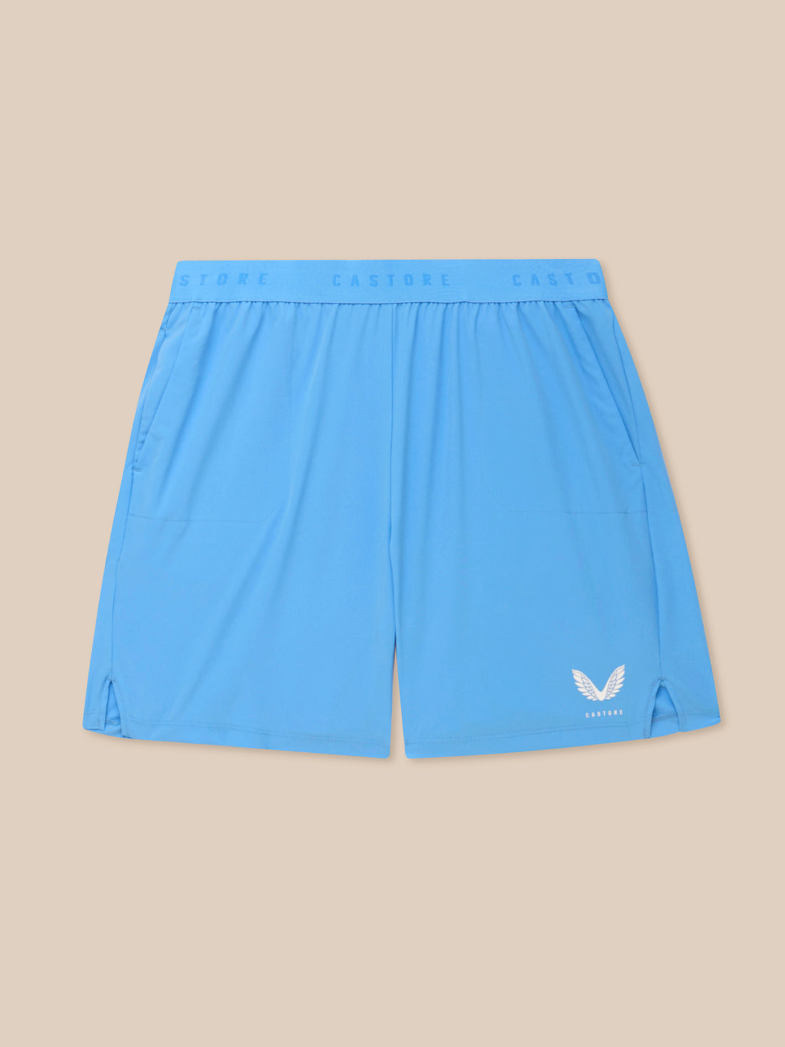 Light blue Adapt Training Shorts with jacquard waistband and Castore logo on the left leg
