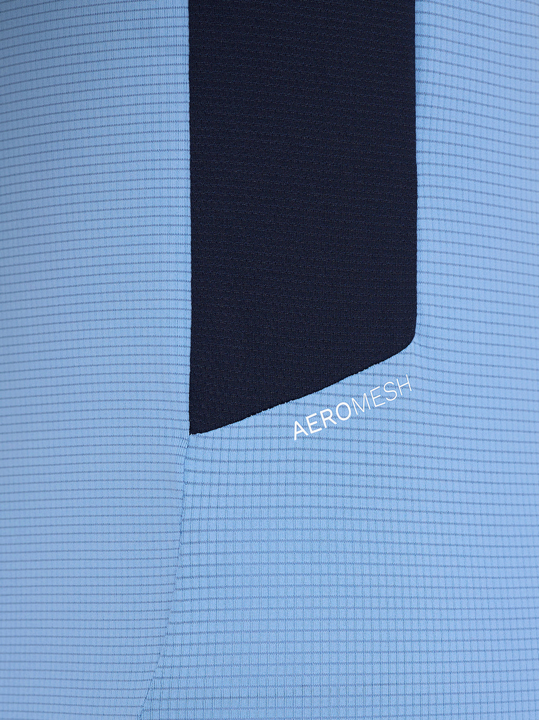 Sky blue Majesticks T-Shirt with Aeromesh panel and a dark navy stripe along the side seam