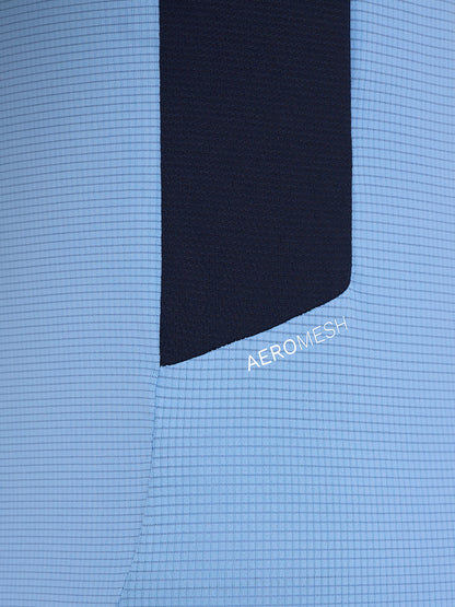Sky blue Majesticks T-Shirt with Aeromesh panel and a dark navy stripe along the side seam