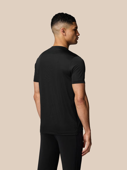 Back view of black Graphic Training T Shirt on a male model.