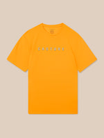 Mango orange graphic training T-shirt with bold CASTORE lettering across the chest