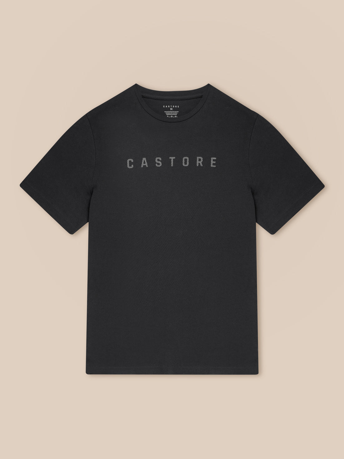 Black crewneck graphic T-shirt with Castore logo across the chest