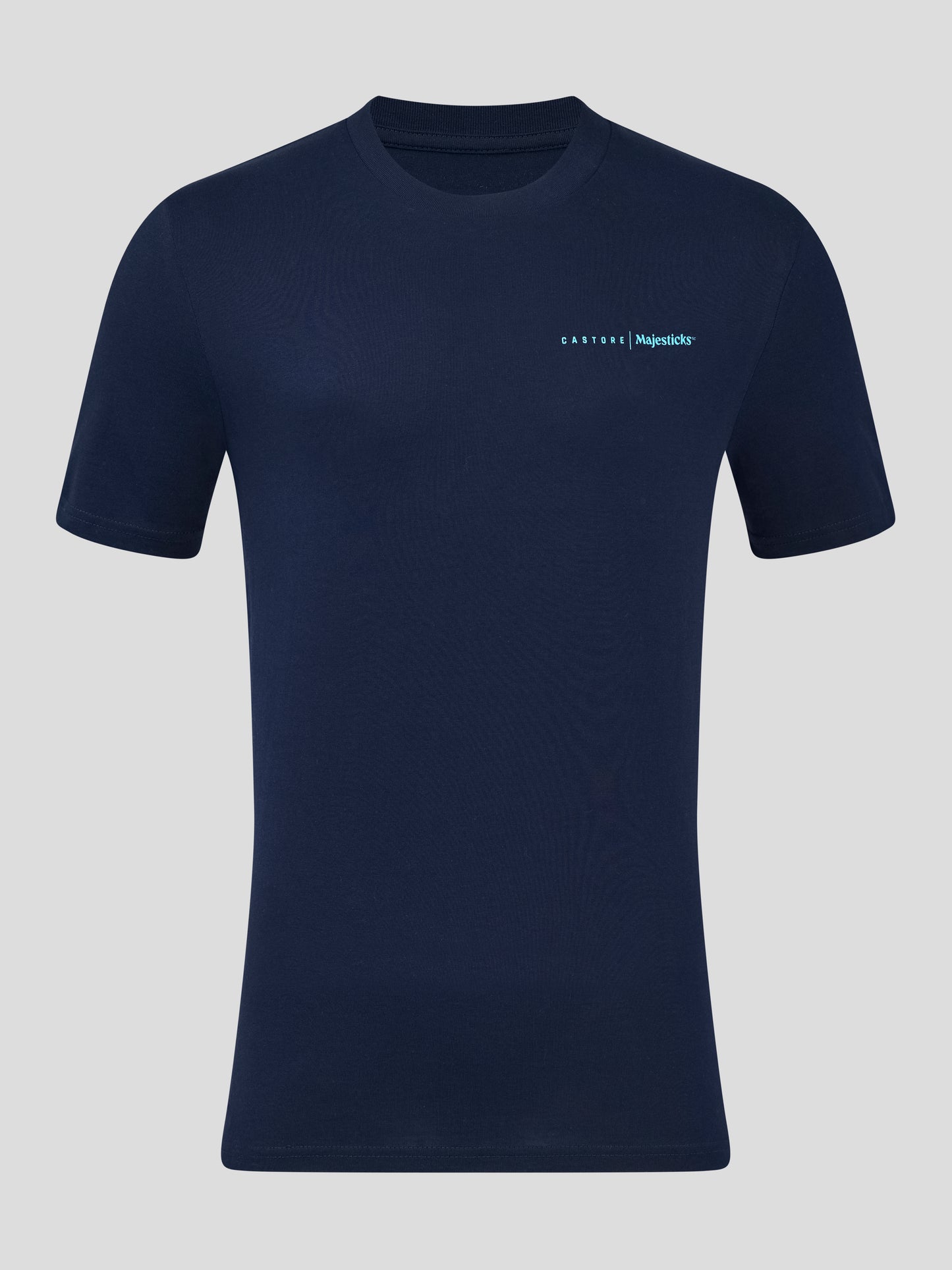 Navy Castore Majesticks T shirt with a small light blue logo on the chest