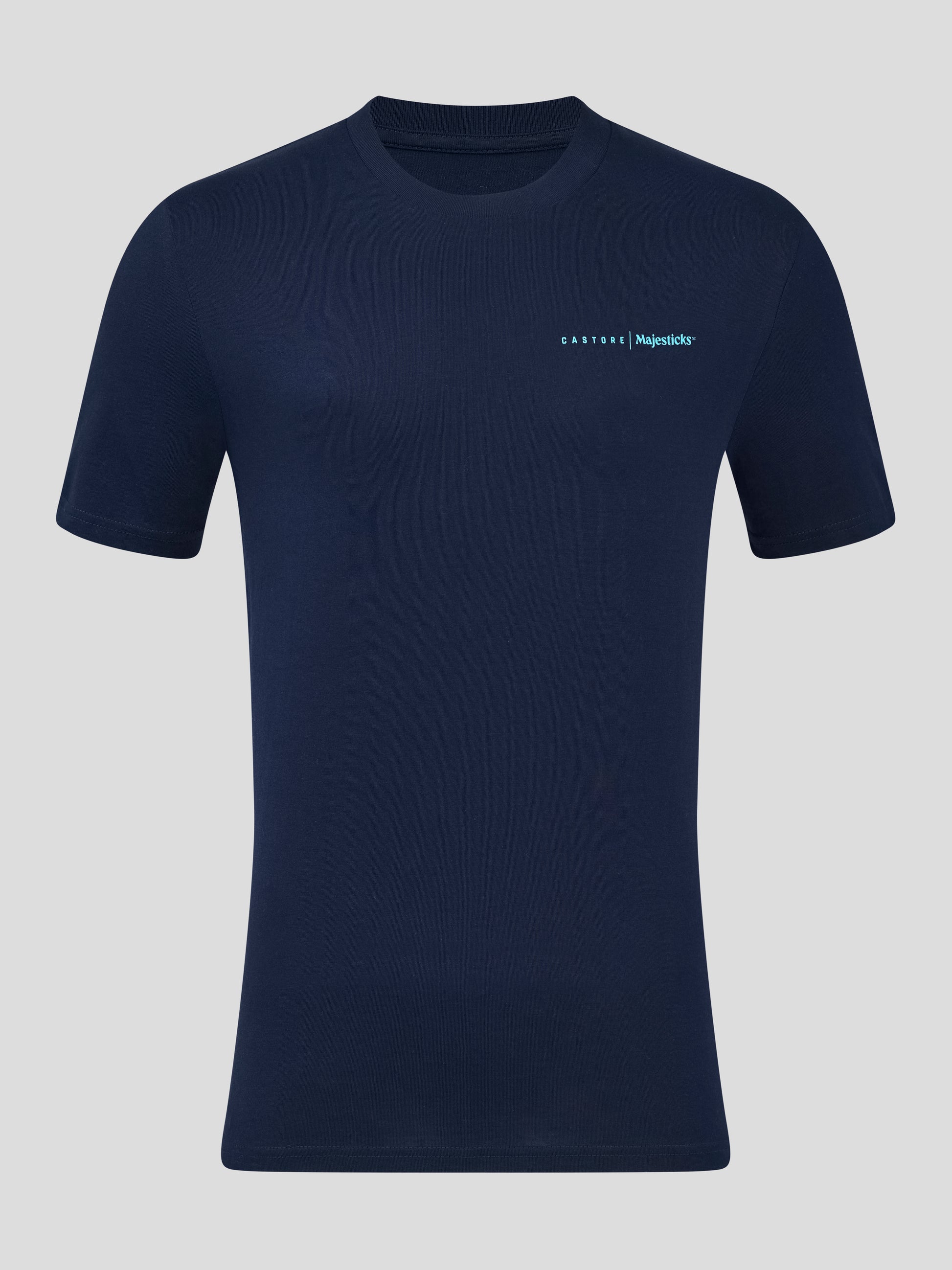 Navy Castore Majesticks T shirt with a small light blue logo on the chest