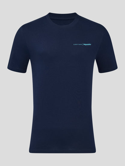 Navy Castore Majesticks T shirt with a small light blue logo on the chest