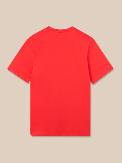 Back view of a bright red Graphic Training T Shirt with short sleeves