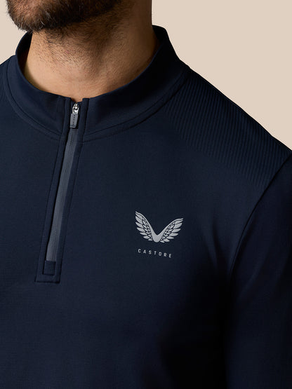 Midnight navy Zone Training 1/4 Zip Top with high collar and left chest logo