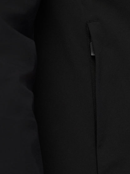 Close up of black Adapt Training Wind Jacket fabric with a concealed zip pocket.
