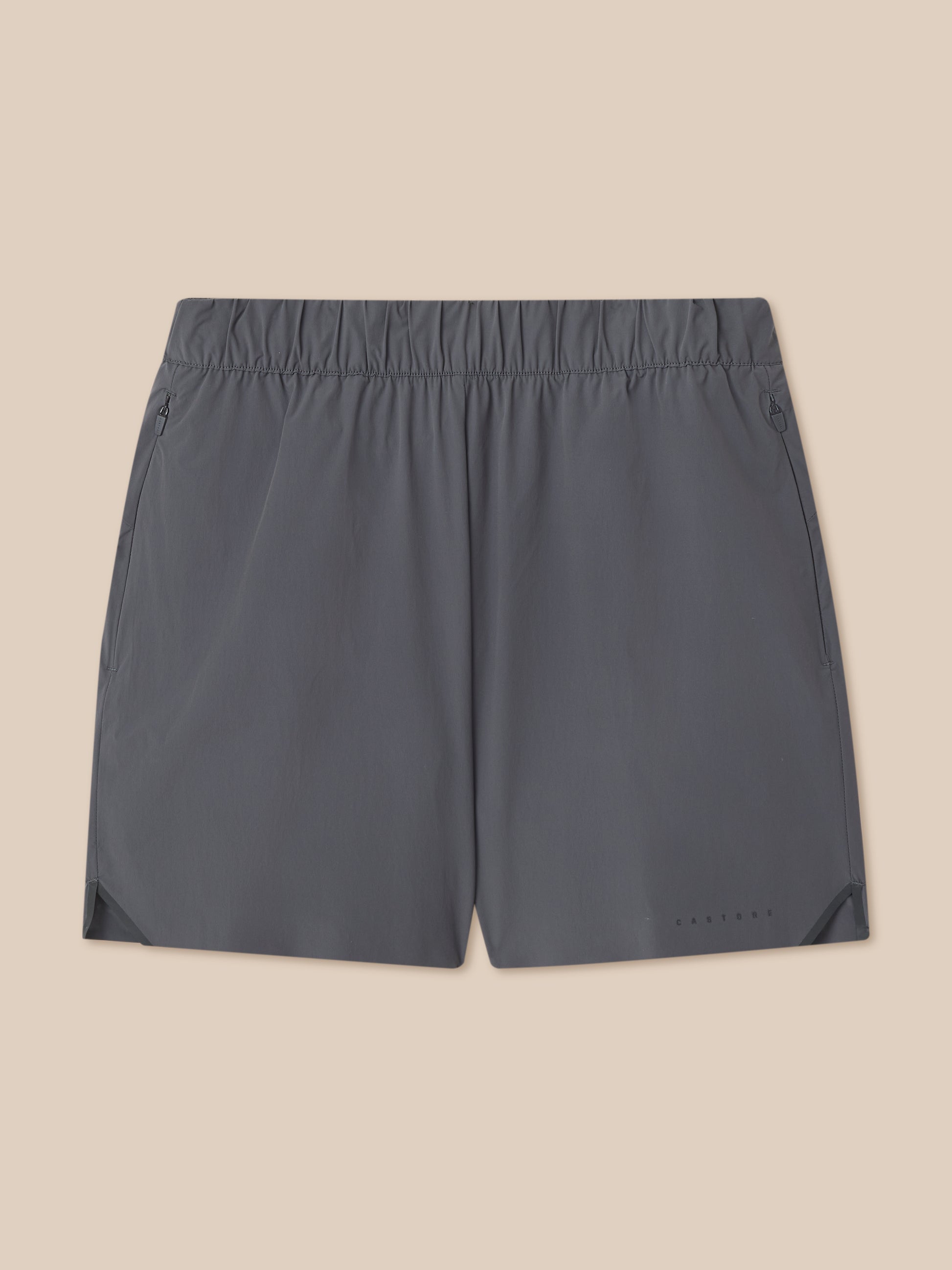 Back view of Zone Training LVS shorts with elastic waistband and CASTORE branding at the hem