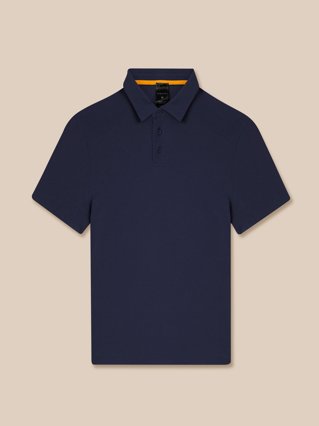 Navy Elevated Lifestyle Polo displayed flat with collar and button placket.