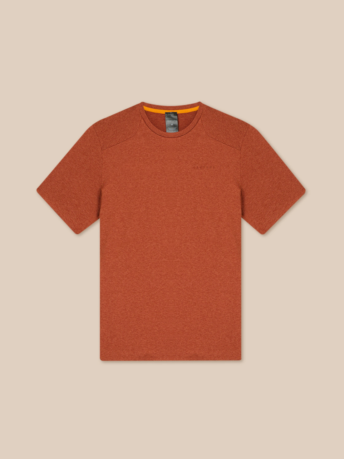 Elevated Lifestyle T Shirt in dark rust color, front view.