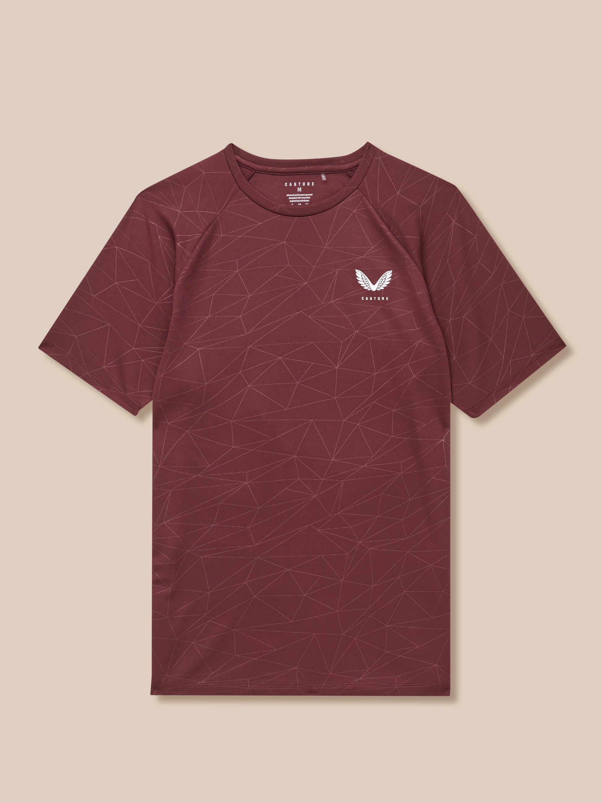 Plum Adapt Training T-Shirt with geometric line print and white Castore logo on chest