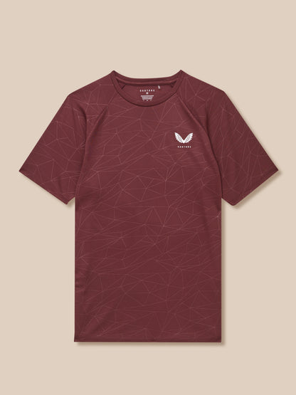 Plum Adapt Training T-Shirt with geometric line print and white Castore logo on chest