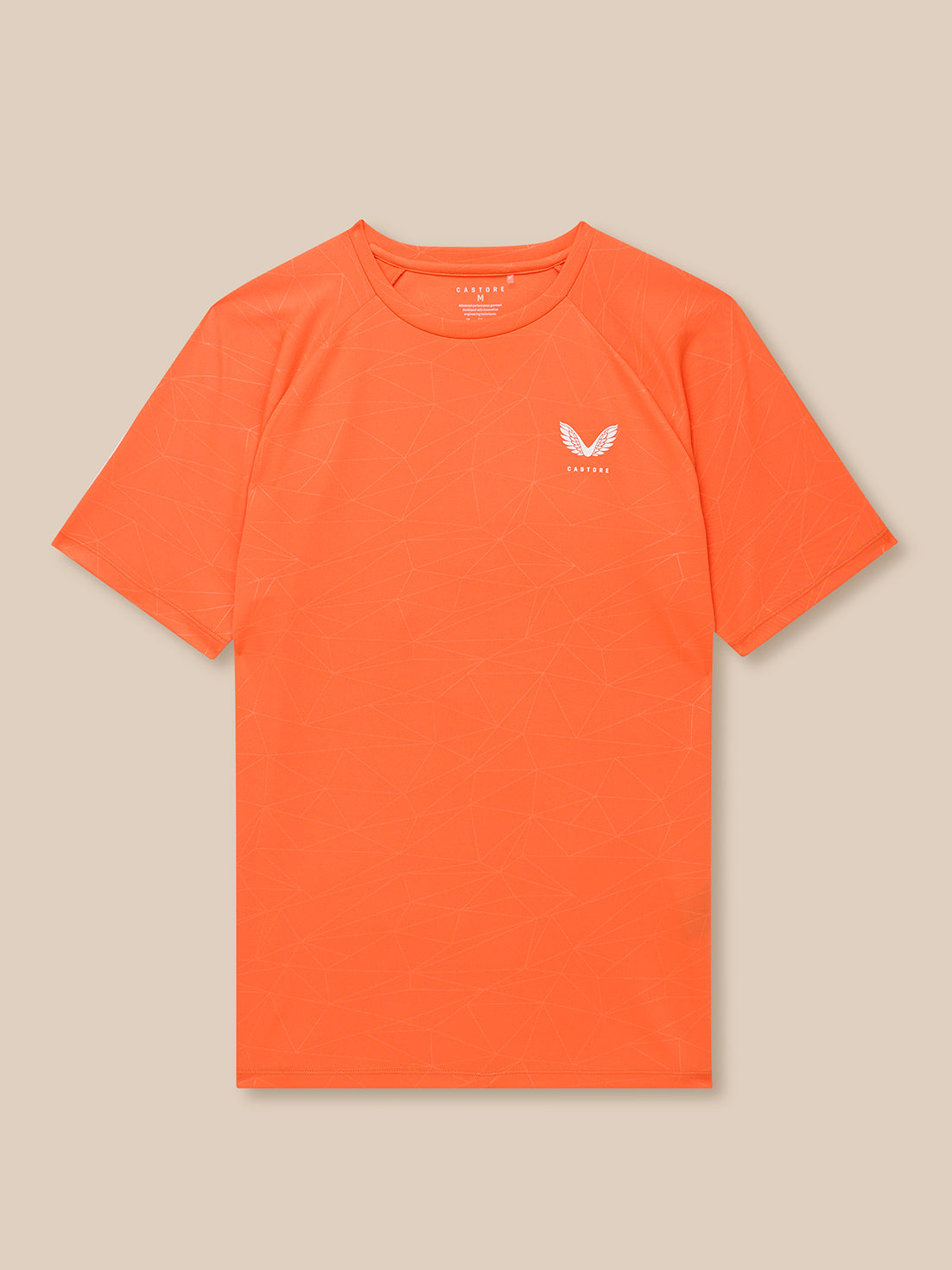 Orange Adapt Training T-Shirt with a subtle geometric print and Castore logo on the left chest