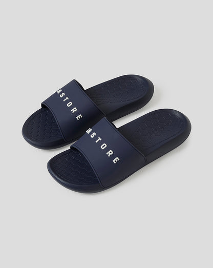 Active Sliders Navy Castore with branded wide strap and textured footbed