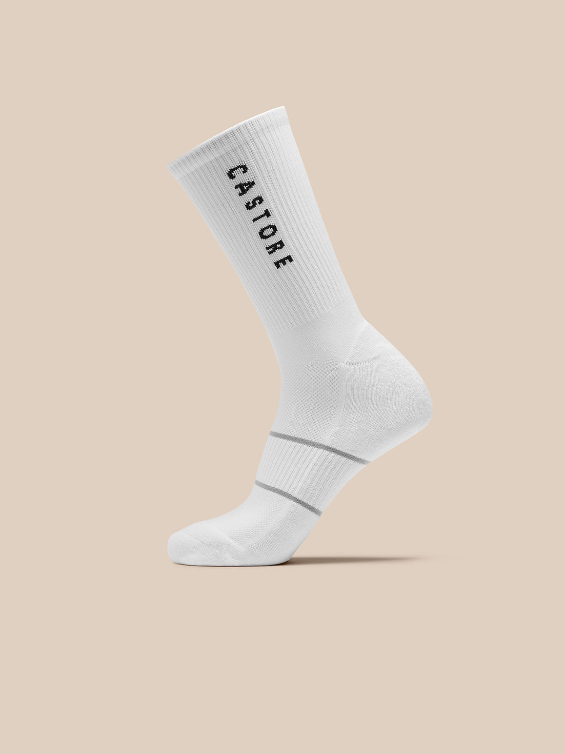 White crew sock from the Active 3 Pack with Castore branding.